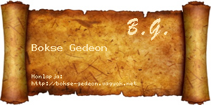 Bokse Gedeon névjegykártya